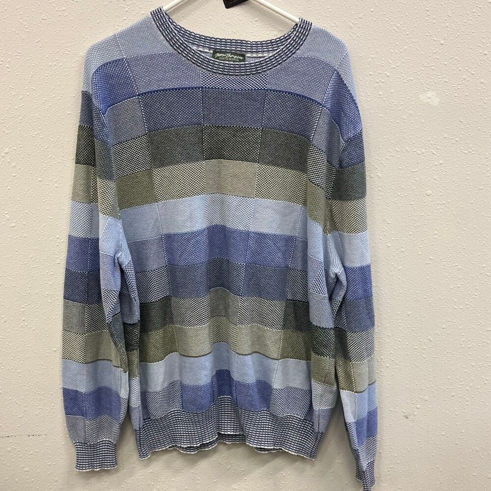 Norm Thompson Colorful patchwork Crewneck Sweater XXL Preppy Academia Grandpa #7
